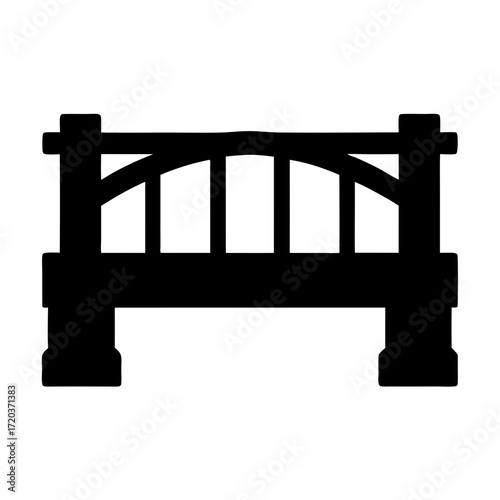 Vector art of silhouette of a wooden bridge, showcasing a classic design with sturdy supports and a clean, graphic representation in black