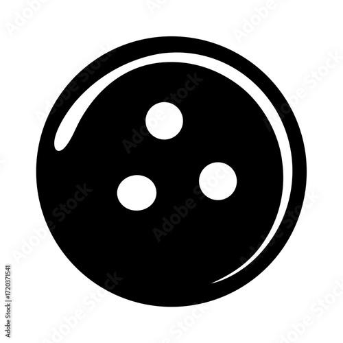 Vector art of black and white vector illustration of a bowling ball with three holes simple and minimalist design
