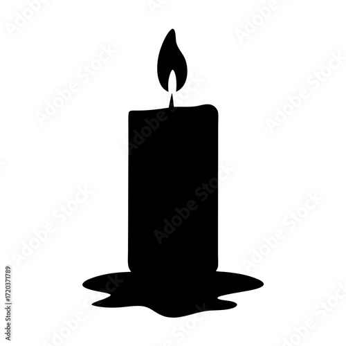 Vector art of silhouette of a melting candle, its wax dripping, symbolizing the passage of time and the ephemeral nature of life