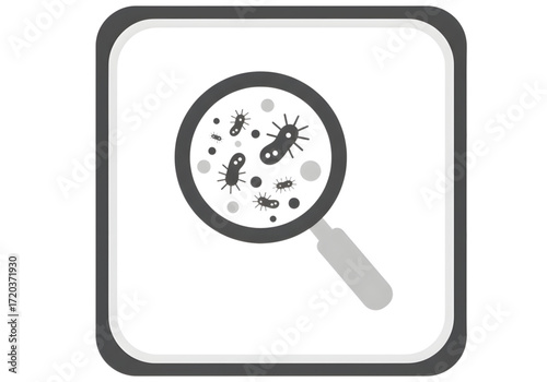 Minimal icon of a magnified bacteria — no background , PNG, no shadow