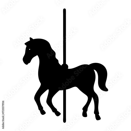 Carousel horse vector illustration for amusement park rides vintage fairground design silhouette art