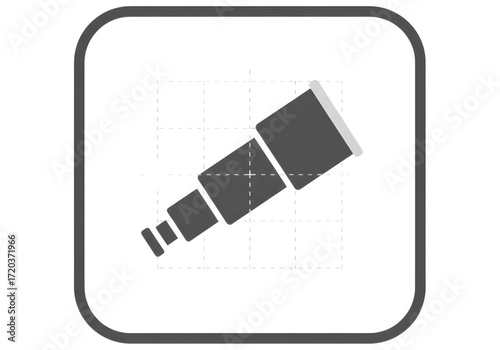 Minimal icon of a telescope with grid lines — no background , PNG, no shadow