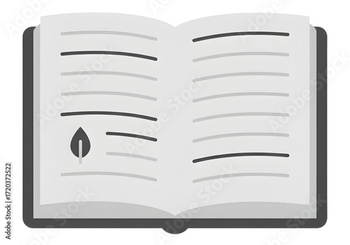 Minimal icon of a journal with gratitude lines — no background , PNG, no shadow 