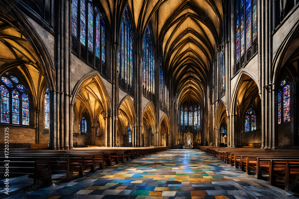 Obraz premium Gothic Cathedral Interior with Detail