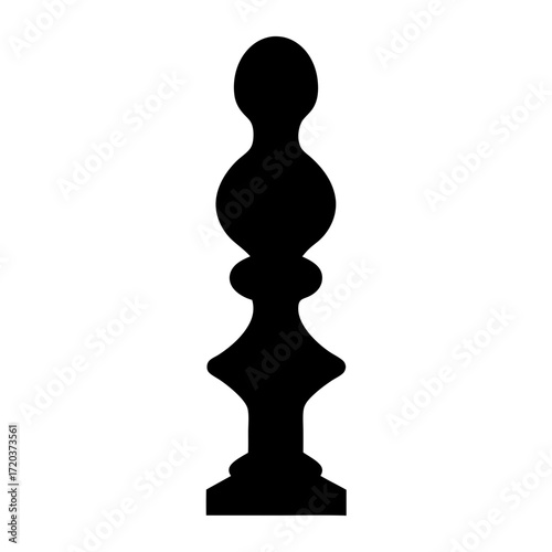 Isolated black chess pawn piece vector illustration for board game strategy and design element use