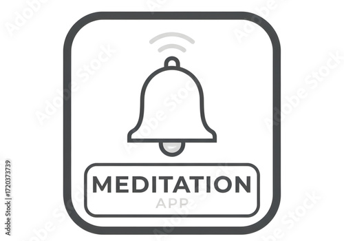 Minimal icon of a meditation app with bell — no background , PNG, no shadow