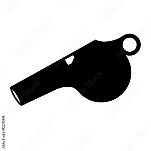 Black whistle vector image for sports referee coach training and safety equipment icon graphic design