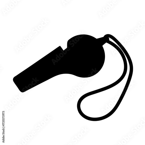 Find the best referee whistle black and white vector image for sports and safety equipment use