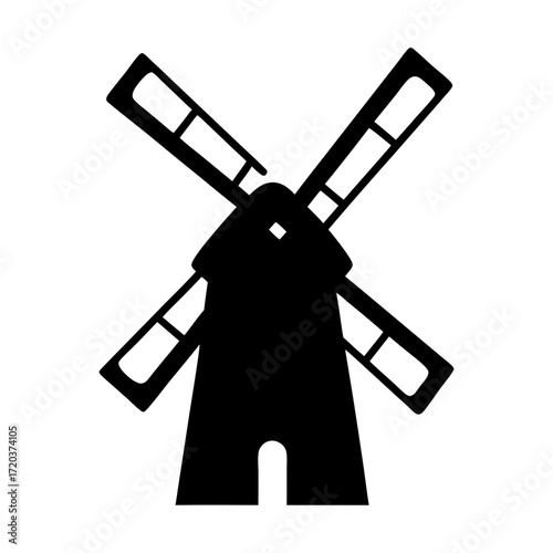 Find a classic windmill vector illustration design for renewable energy concept and architecture use
