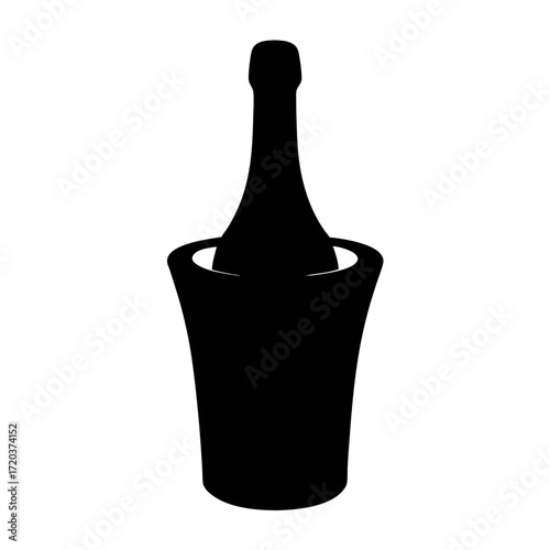 Elegant champagne bottle in ice bucket vector illustration for celebration and party designs and events
