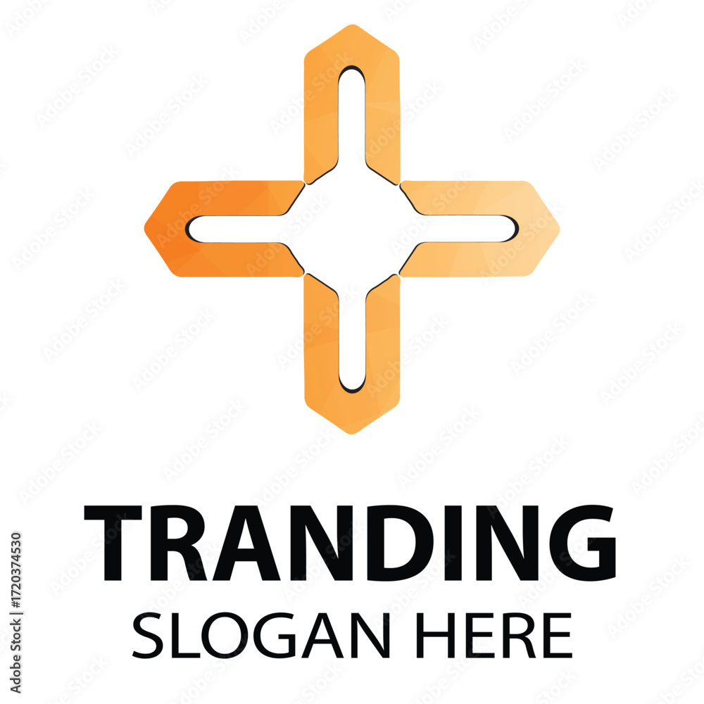 Obraz premium Geometric Abstract Cross Logo Design Template