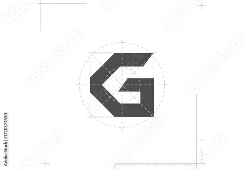  Minimal icon of a logo draft with guides — no background , PNG, no shadow