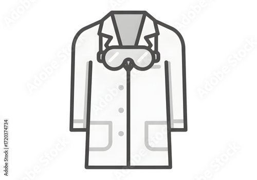 Minimal icon of a lab coat and goggles — no background , PNG, no shadow
