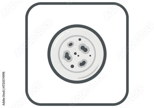 Minimal icon of a petri dish with culture — no background , PNG, no shadow