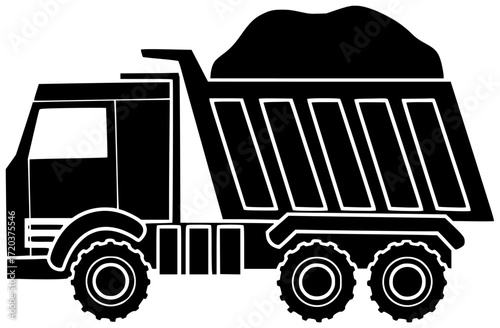 dump illustration truck silhouette industry logo vehicle icon transportation outline equipment heavy construction transport industrial machinery machine lorry car shape sky vector graphic background