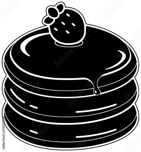 food illustration dessert silhouette meal logo breakfast icon pancake outline pancakes delicious sweet snack plate lunch morning homemade tasty shape dish vector graphic background