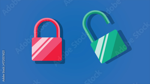 Locked and Unlocked Padlocks Illustration