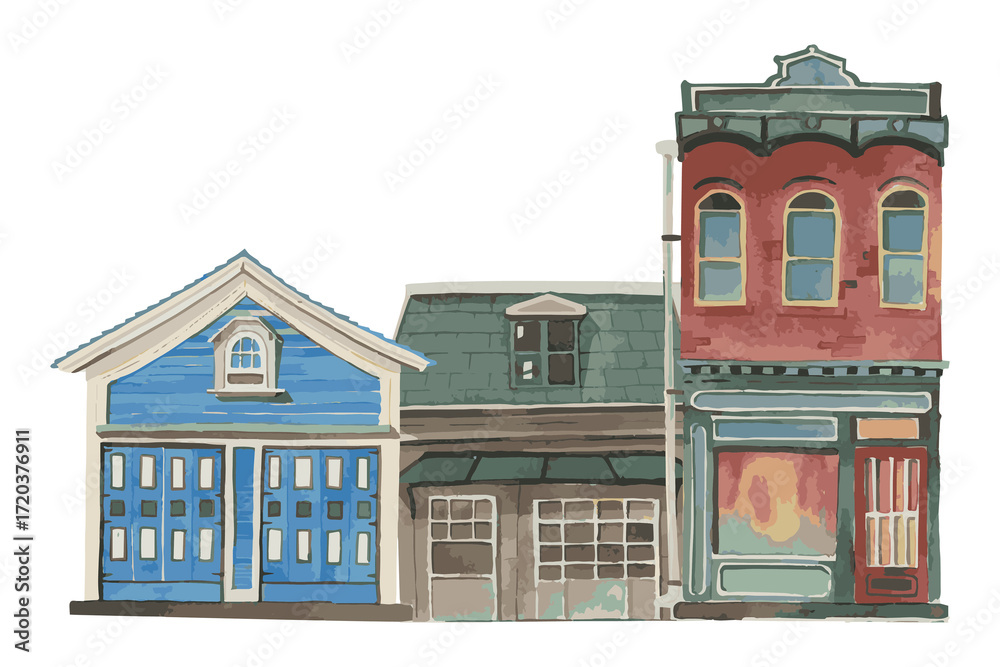 Fototapeta premium Png watercolor building element, transparent background