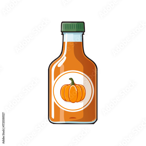 Bottle of Pumpkin Pie Coffee Syrup Isolated on a Transparent Background 