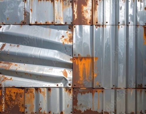Rusted corrugated metal panels