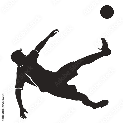 Soccer player sliding tackle silhouette