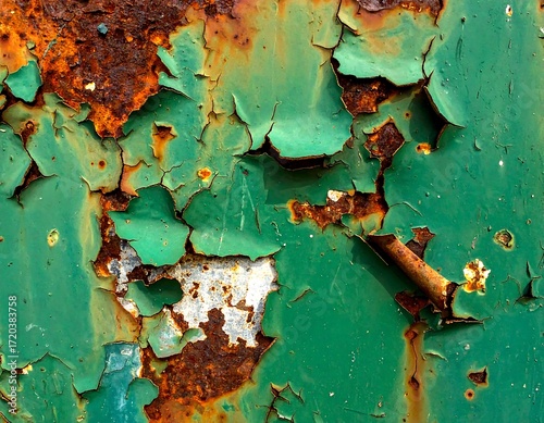 Rusted metal surface with peeling paint