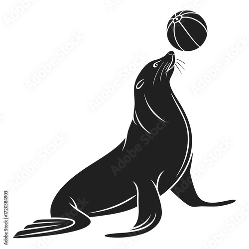 Seal balancing ball on nose silhouette