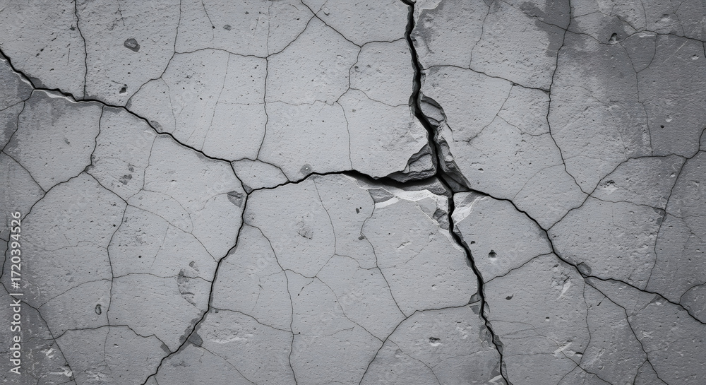 Obraz premium Damaged concrete surface with cracks