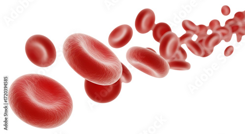 Red Blood Cells Flowing in a Stream on Black Background
