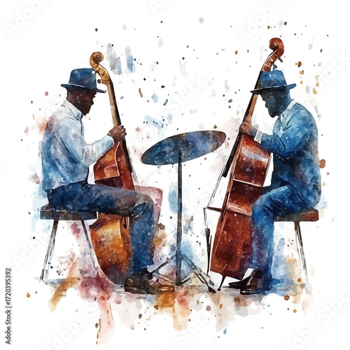 Scottish Live Jazz, watercolor clipart vector, isolated on a white background.