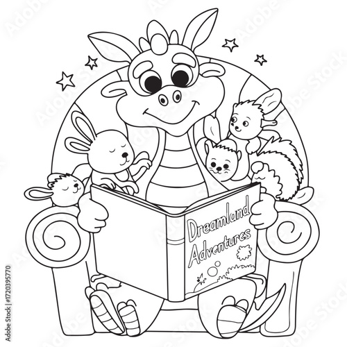 dragon Coloring
Pages with Black and white
vector illustration