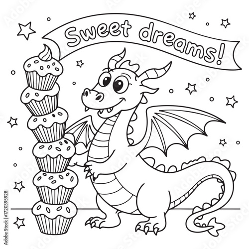 dragon, cute, outline, vector,
coloring page, coloring book,
happy, animal,fantasy