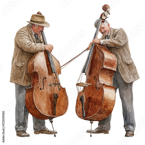 Scottish Jazz Street, watercolor clipart vector, isolated on a white background.