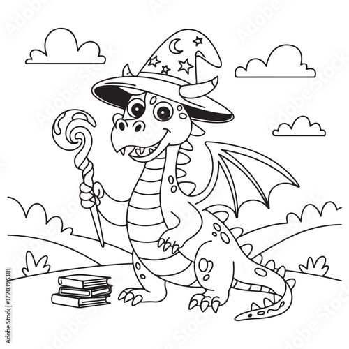 little dragon Coloring
Pages with Black and white
vector illustration