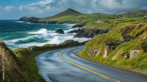 Scenic Coastal Drive in Ireland: Breathtaking Ocean Views and Rolling Hills