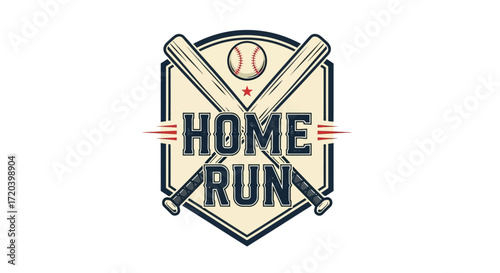 Baseball-themed logo featuring crossed bats, a baseball, and the words "Home Run".