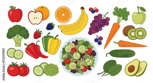 Healthy Eating A Vibrant Collection of Fresh Fruits and Vegetables