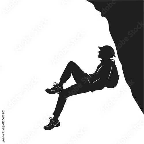 Climber resting on ledge silhouette