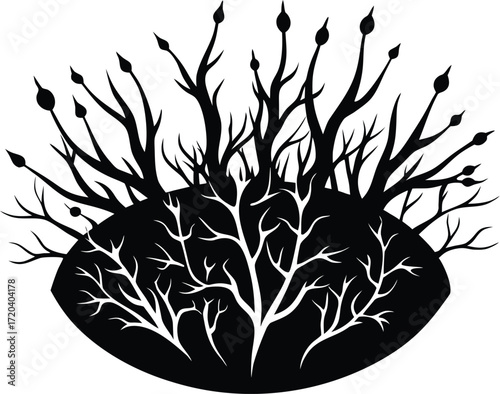 Algae Growth Silhouette | Nature Aquatic Plant Vector