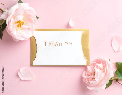 Pastel pink birthday card with flowers