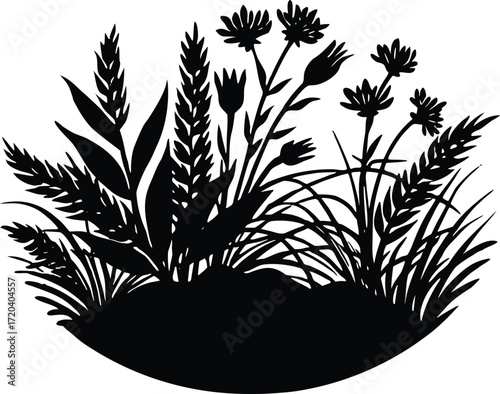Coastal Plants Silhouette | Beachside Nature Vector
