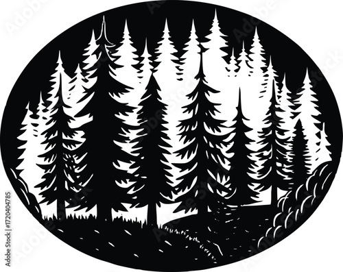 Forest Clearing Silhouette | Natural Woodland Vector Art