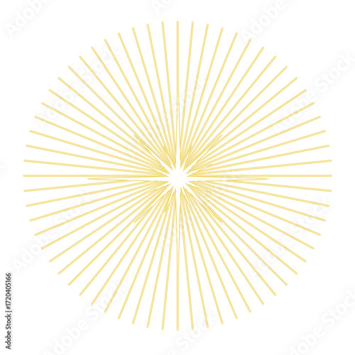 Abstract geometric radial burst with golden lines