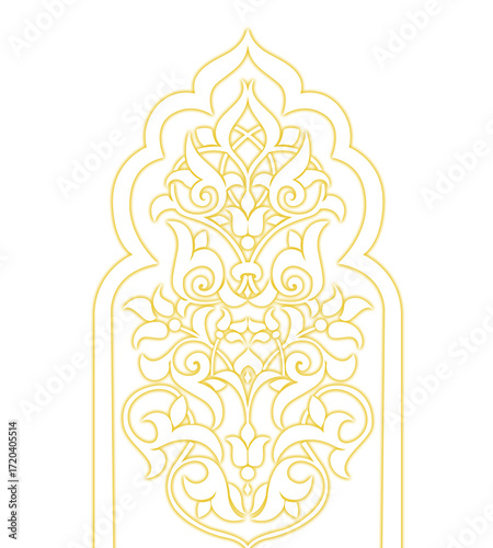 Elegant golden ornament intricate design on black background