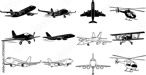Aircraft icon vector set. airplane illustration sign collection. plane symbol or logo.