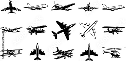 Aircraft icon vector set. airplane illustration sign collection. plane symbol or logo.