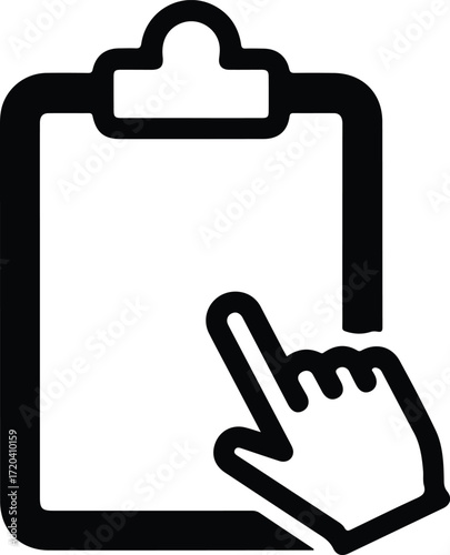 Silhouette clipboard with hand touching on it vector illustration