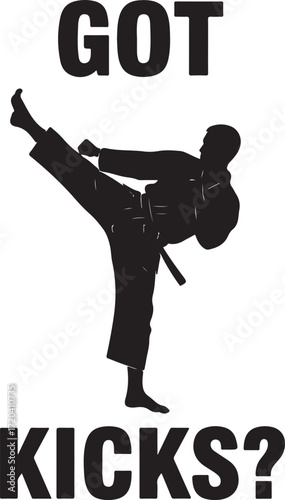 Dynamic silhouette of a martial artist performing a powerful kick captures the spirit of combat and athleticism ready for action isolated on transparent background