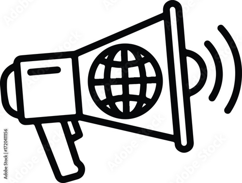 Silhouette megaphone world communication announces vector illustration