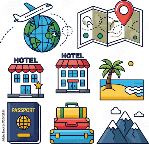 Colorful Travel Icons